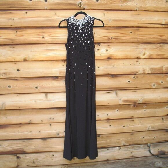 MAC DUGGAL 2260 Black High Neck Sleeveless Beaded Jersey Fitted Gown - Picture 5 of 12